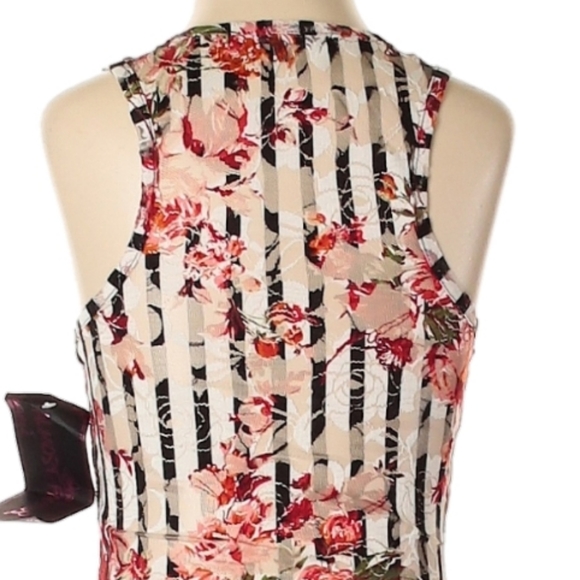 Almost Famous Multicolor Floral Black and White Striped Sheer Tank Top - Picture 5 of 8